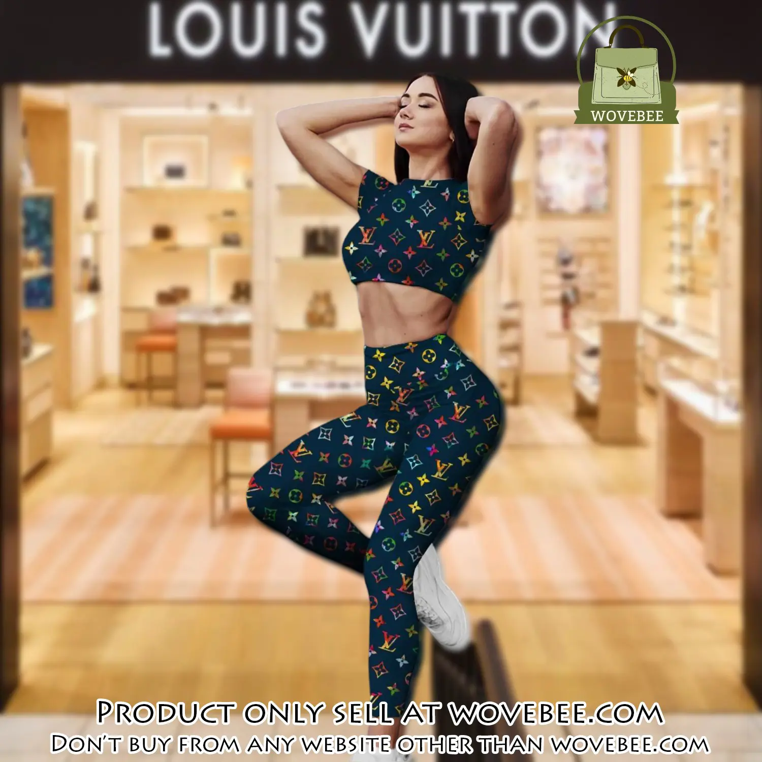 Louis vuitton sportwear combo luxury crop top tshirt and legging for women ctl1003 wvb0814850